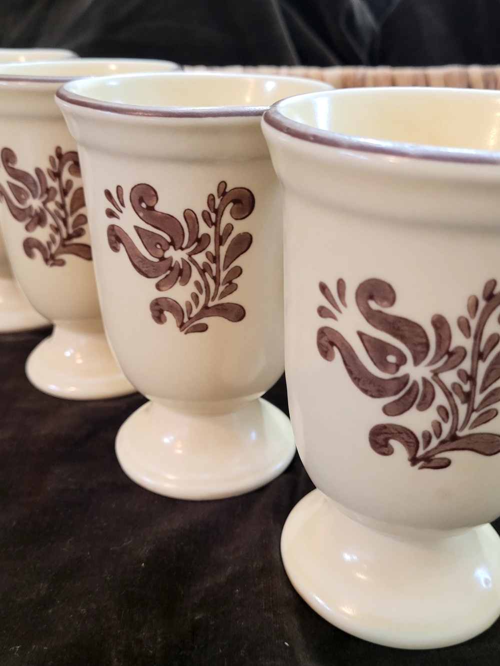 Pfaltzgraff Village vintage Ivory Ceramic Pedestal Mug with Brown Floral Motif - Picture 7 of 7